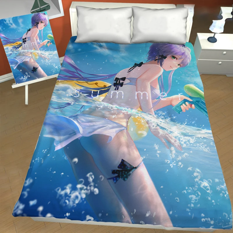 

Anime Bed Sheet Twin Full Queen King Single Double Size College Dorm Fabric Textile Teen Adult Bedroom Decor