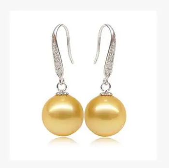 

925 real natural big Nanyang Pearl Earrings natural mother of Pearl Earrings 925 inlay stone for her mother