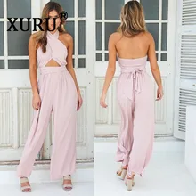 XURU summer new cross-neck jumpsuit sexy backless fashion wide-leg pants jumpsuit jumpsuit bardot frill trim wide leg jumpsuit