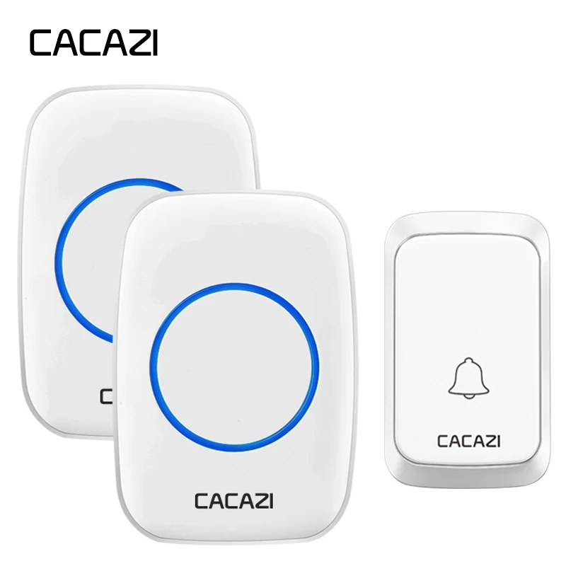 

CACAZI A60 Waterproof Wireless Doorbell LED Light Battery Button 300M Remote Control Home Cordless Calling Bell 58 Chime EU Plug