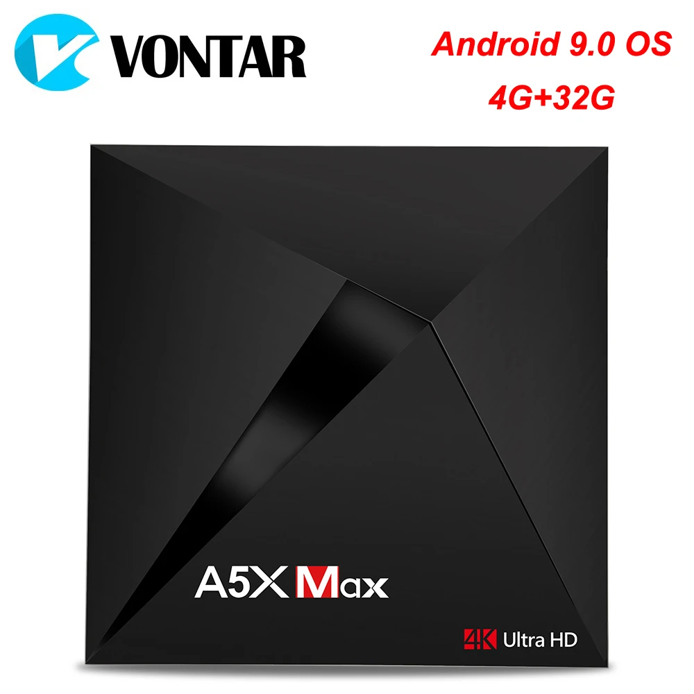 VONTAR A5X Max 4 Гб оперативной памяти 32 встроенной Andriod 9 0 ТВ box Smart коробка RK3328 Wi-Fi UHD K BT4.0