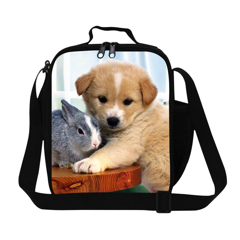 Best животных Собака печати обед мешок для девочек, милый изолированные обед сумки для детей школьного, женская сумка-мессенджер обед контейнер - Цвет: Темно-серый