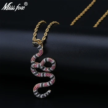 

Missfox Colored Serpent Men's Fashion Pendant Necklace Copper Metal Zircon Gold Classic Necklace Jewelry Best Gift For Man 2019