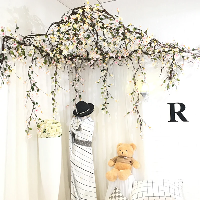 latex orchids Wedding decoration Artificial Flowers wall long stem Flower Foaming Rattan Silk Flowers Orchid Wedding Home Decor