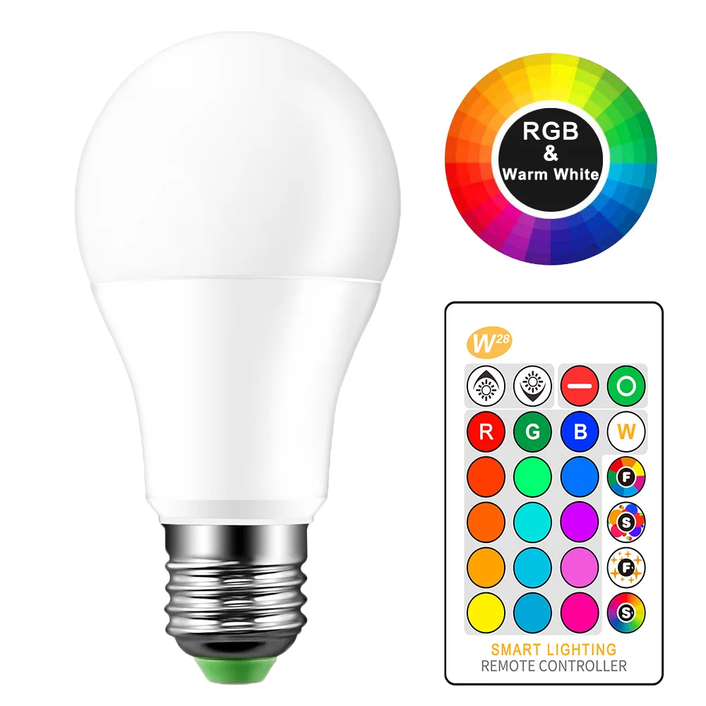 10 Вт 15 E27 Светодиодная лампа RGB AC85-265V для украшения дома внутреннее точечное