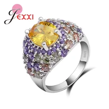 Модные кольца с круговыми разноцветными кристаллами, 925 пробы серебряные кольца для женщин, модные роскошные свадебные ювелирные изделия, аксессуары
