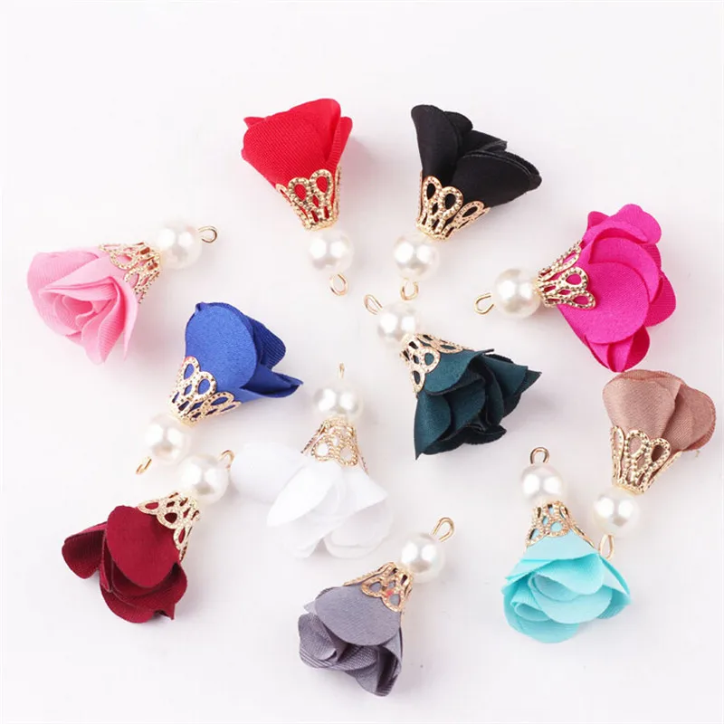 Pendant Flower Pearl Charms 30mm Tassel DIY Earrings Jewelry Findings Wholesale Pendant Flower Pearl Charms 30mm Tassel DIY Earrings Jewelry Findings Wholesale