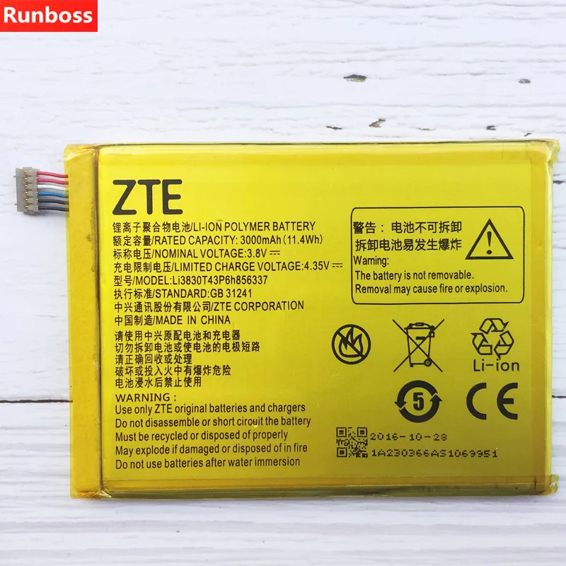 

New Original High Quality 3000mAh Li3830T43P6h856337 Battery For ZTE G719C N939St Qingyang 3 ZTE Blade S6 Lux Q7/-C Battery