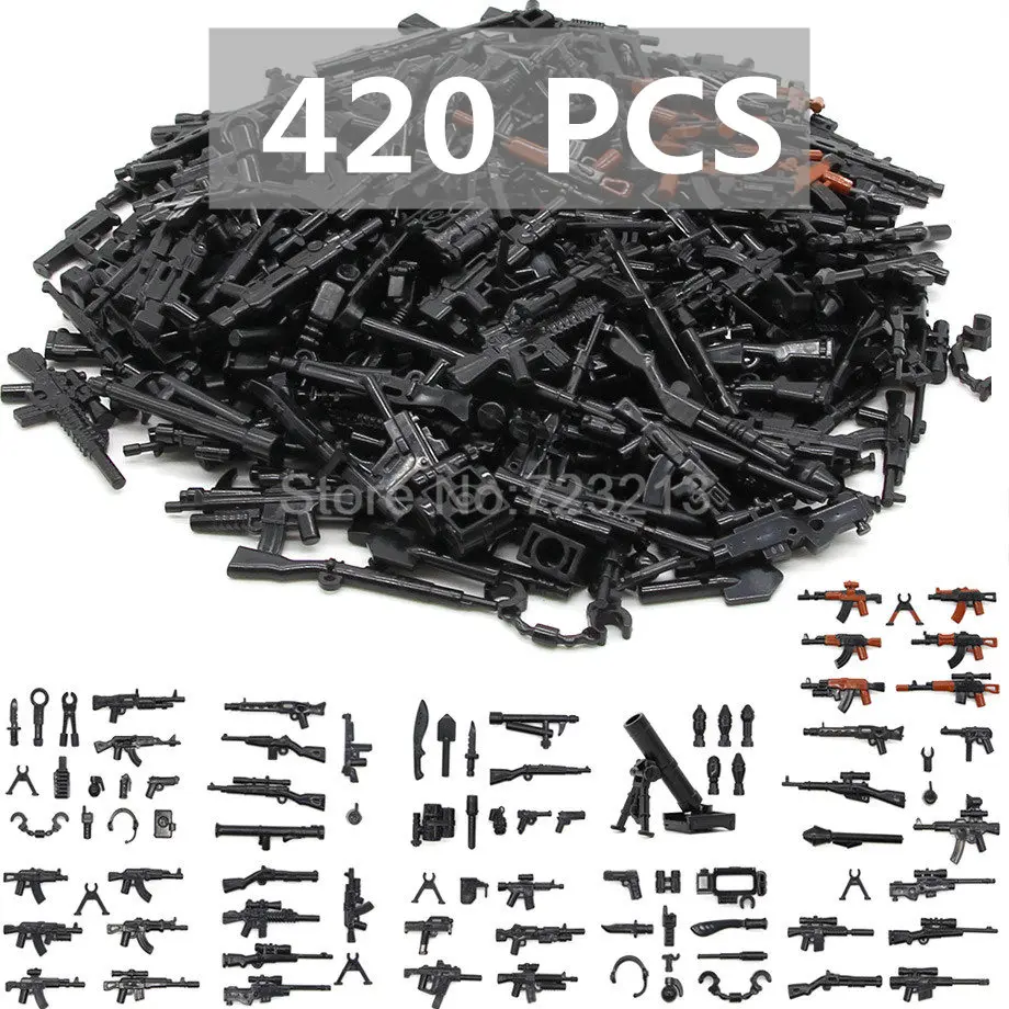 

390/420/450pcs Military parts Accessories Weapon Pack Gun Building Blocks Model Bricks MOC Educational Legoingly Toys
