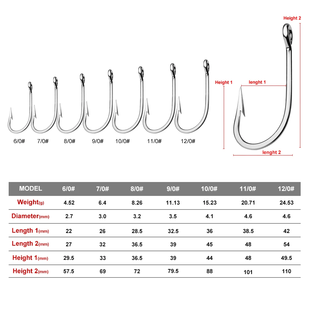 PROBEROS 5 шт. морской водостойкий Железный крючок для посуды соленая вода рыболовный меч крючок 6/0#-12/0# модель из нержавеющей стали крючок