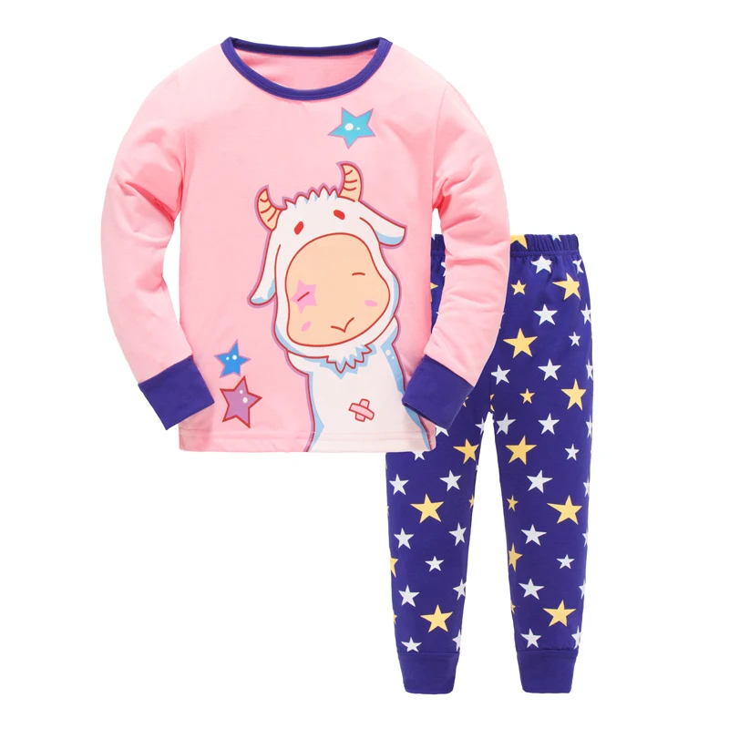 Пижамы для мальчиков и девочек детская летняя одежда с героями мультфильмов детские футболки с рисунками животных длинные штаны, хлопок, одежда для сна Детские пижамные комплекты