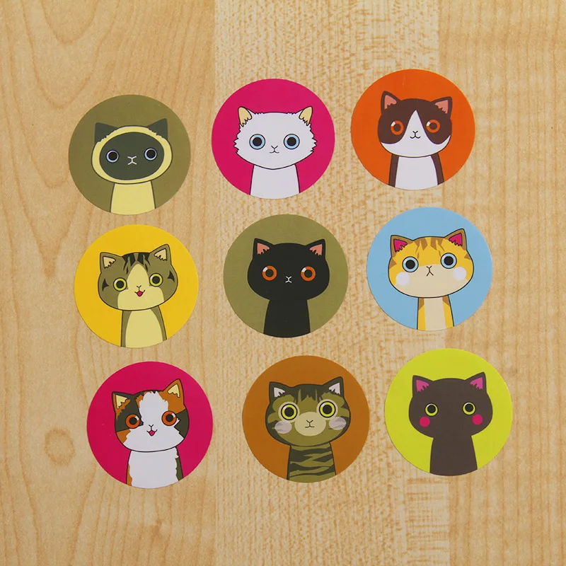Kawaii Scrapbook Paper Gift Tags 18pcs/sheet Round Cute Cat Shape Sticker | Игрушки и хобби