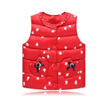Детская одежда; жилеты для девочек; хлопковая теплая куртка; жилет для маленьких девочек; Высококачественная верхняя одежда и пальто; одежда для детей - Цвет: Красный