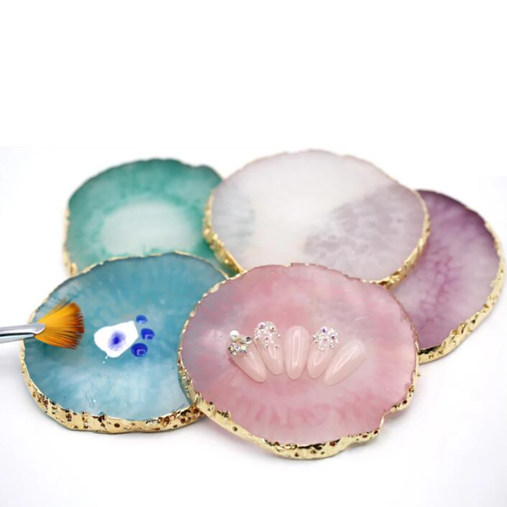 

Natural Resin Stone Nail Art Plate Gel Polish Tips Holder Drawing Painting Color Pigment Holder Palette Nail Art Display A149