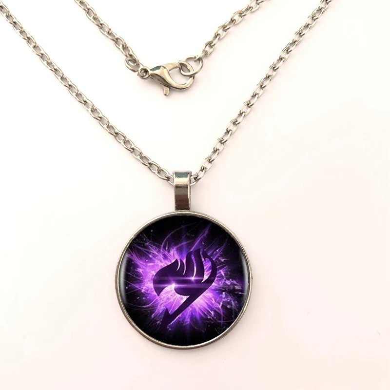 

Fairy Tail Logo Pendant Necklace Black for Woman Men Cabochon Vintage Chain Stat