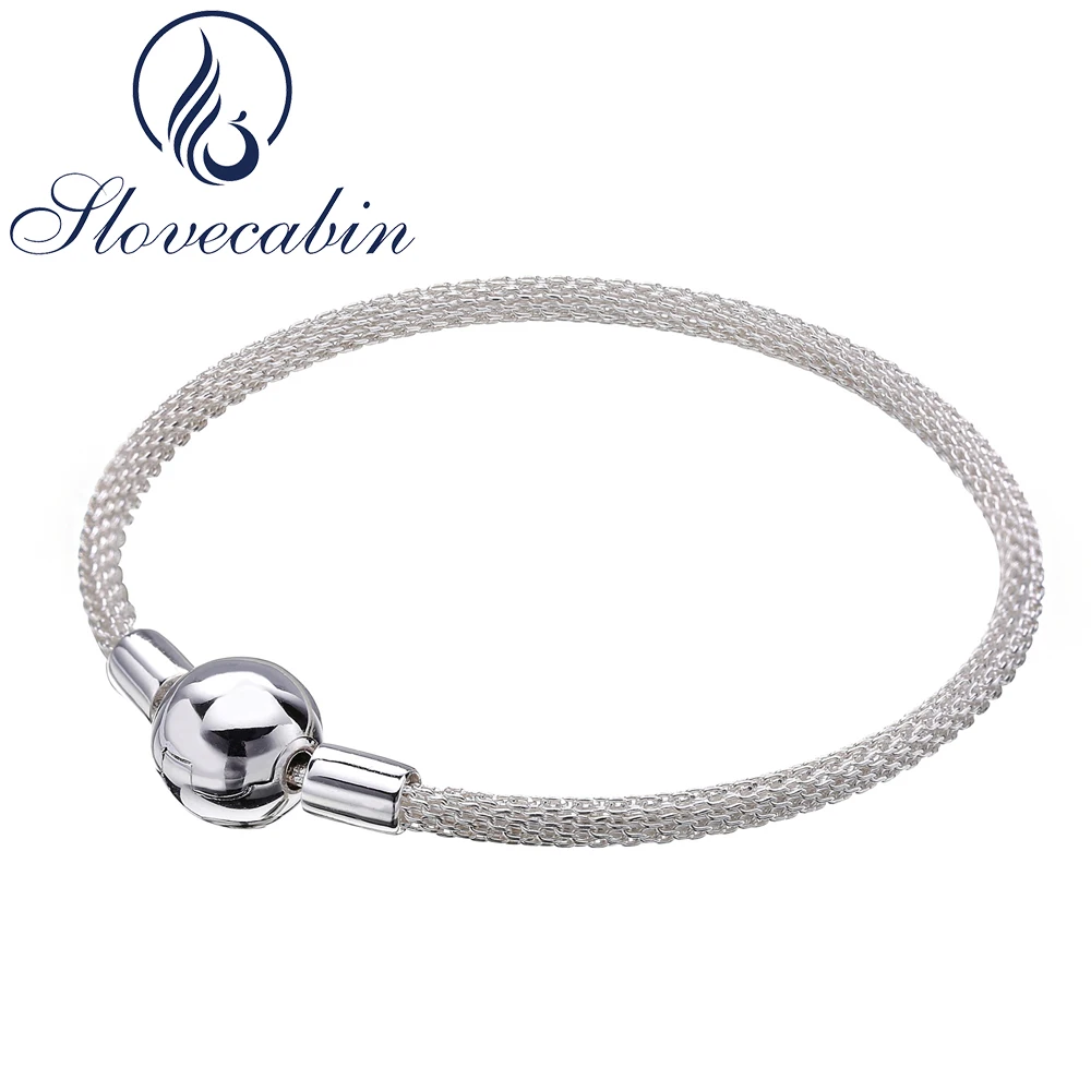 

Slovecabin Original 925 Sterling Silver Moment Mesh Bracelets Bangles For Women Luxury Brand Silver 925 Jewelry Christmas Gifts