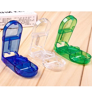 

Folding pill case Metal pill cutter Medicine Organizer Portable Pill Box Makeup Storage Container Holder Tablet Cutter Splitter