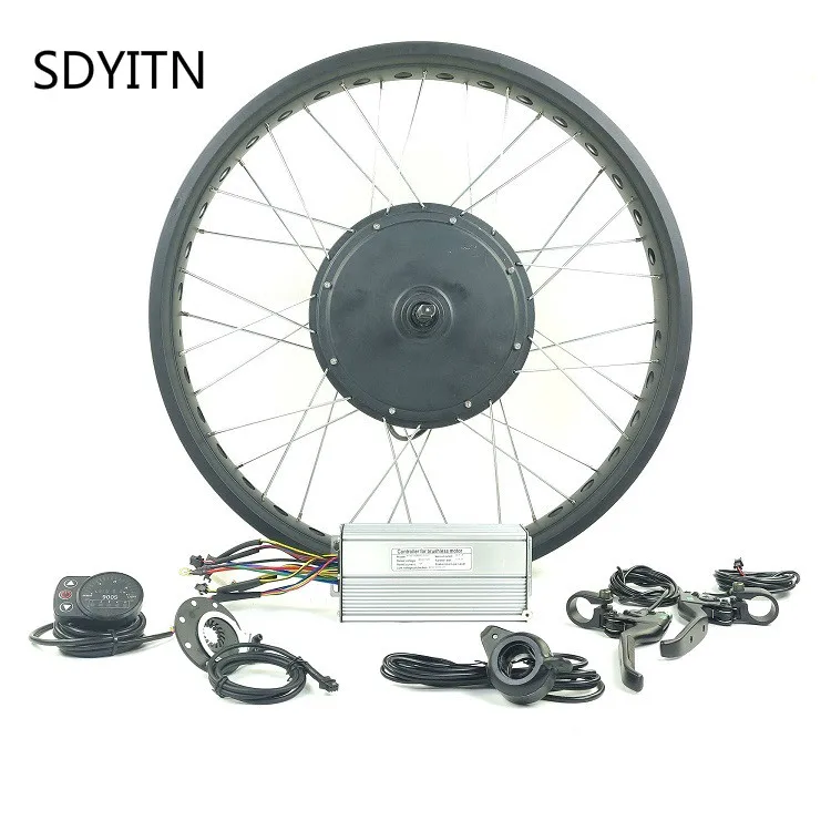 Best SDYITN 48V 1500W Fat Ebike Snow Ebike Electric Bicycle Conversion Kit 20inch 26inch Wheel Rear Rotate Hub Motor LED900S Display 0