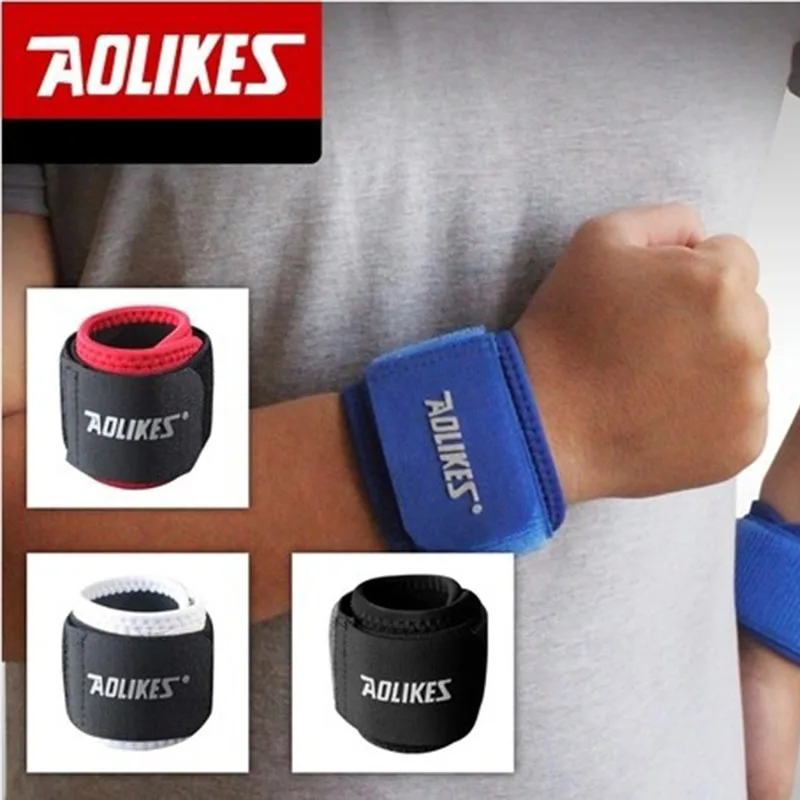 AOLIKES 1 قطع المعصم دعم التفاف متشط معصمه حامي رياضة اللياقة البدنية تنس الرياضة المعصم سوار ضمادة النفق الرسغي دعم