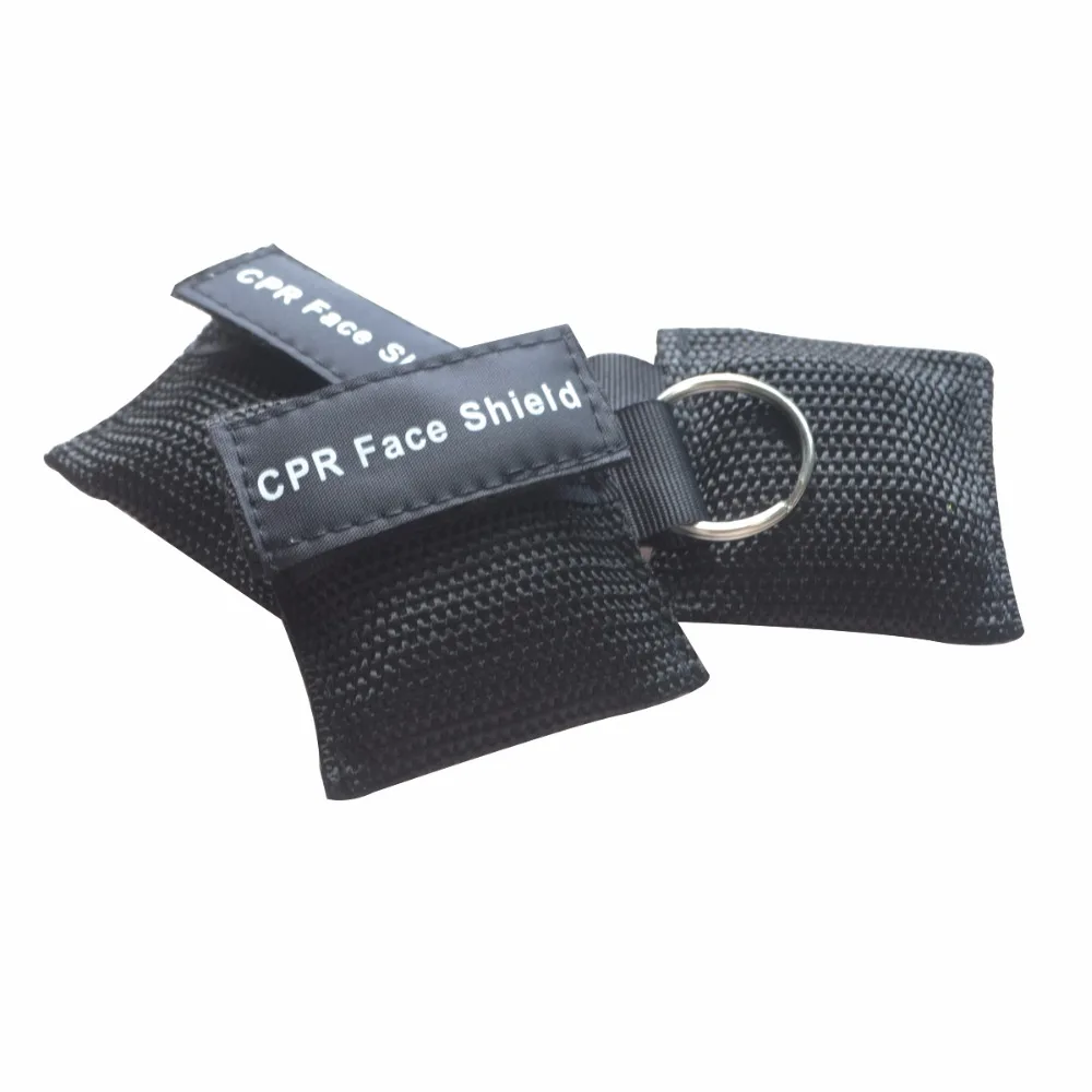 

500Pcs/Pack CPR Resuscitator Mask Keychain Key Ring Emergency Face Shield With One-way Valve CPR Mask For Health Care Black Bag