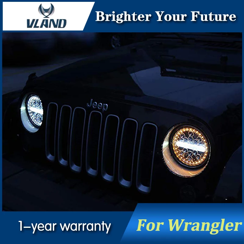 

7inch LED headlight For Jeep Wrangler TJ Headlights Amber Angel Eye Turn Signal with White Halo DRL