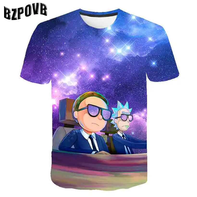 

PYPK blue sky cartoon 3d clothes funny T-shirt men's short-sleeved hip-hop T-shirt