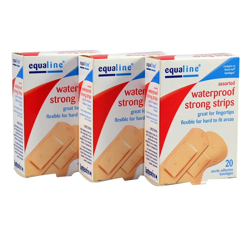 

Free Shipping 60PCs/3Boxes PE Waterproof Assorted Sterile Latex Free Adhesive Bandages Band aid For Knees elbows