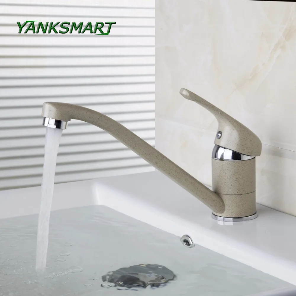 

YANKSMART Beige Dots Bathroom Swivel Hot And Cold Mixer Tap Painting Faucet Deck Mounted Basin Sink Mixer Faucets