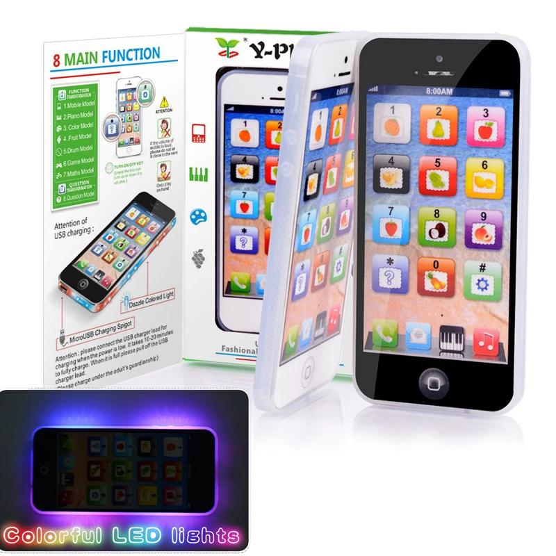 Y phone English Learning Mobile Phone with LED Child Kid Toy Cellphone Baby Mobile Early Educational