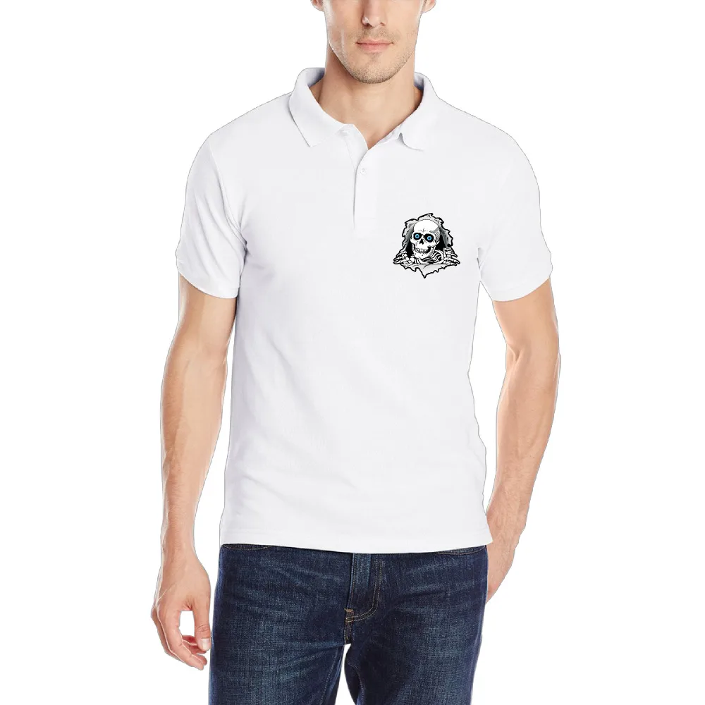 Newest Skull Men Polo Shirt Golfs Gyms Clothing Casual Short Sleeve