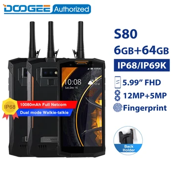 

DOOGEE S80 IP68 / IP69K walkie-talkie smartphone wireless charge NFC 10080mAh 5.99'' Helio P23 Octa Core 6GB 64GB rugged phone