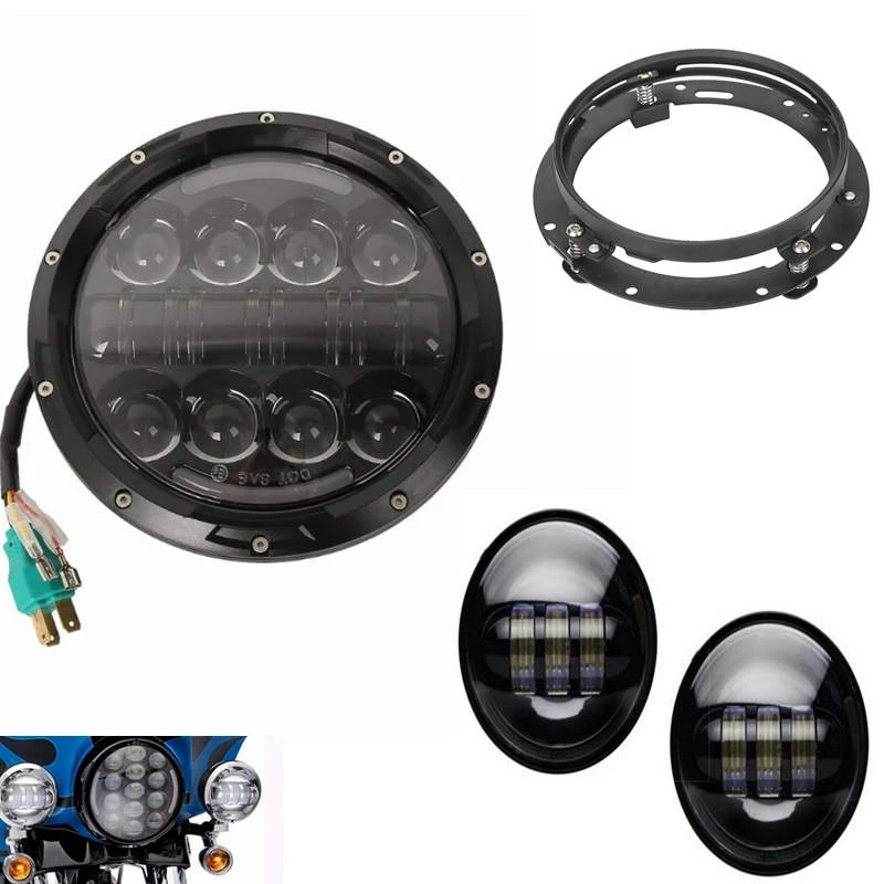 1Set 7"80W motor LED Headlight 4.5 led fog light 7" Mounting Ring