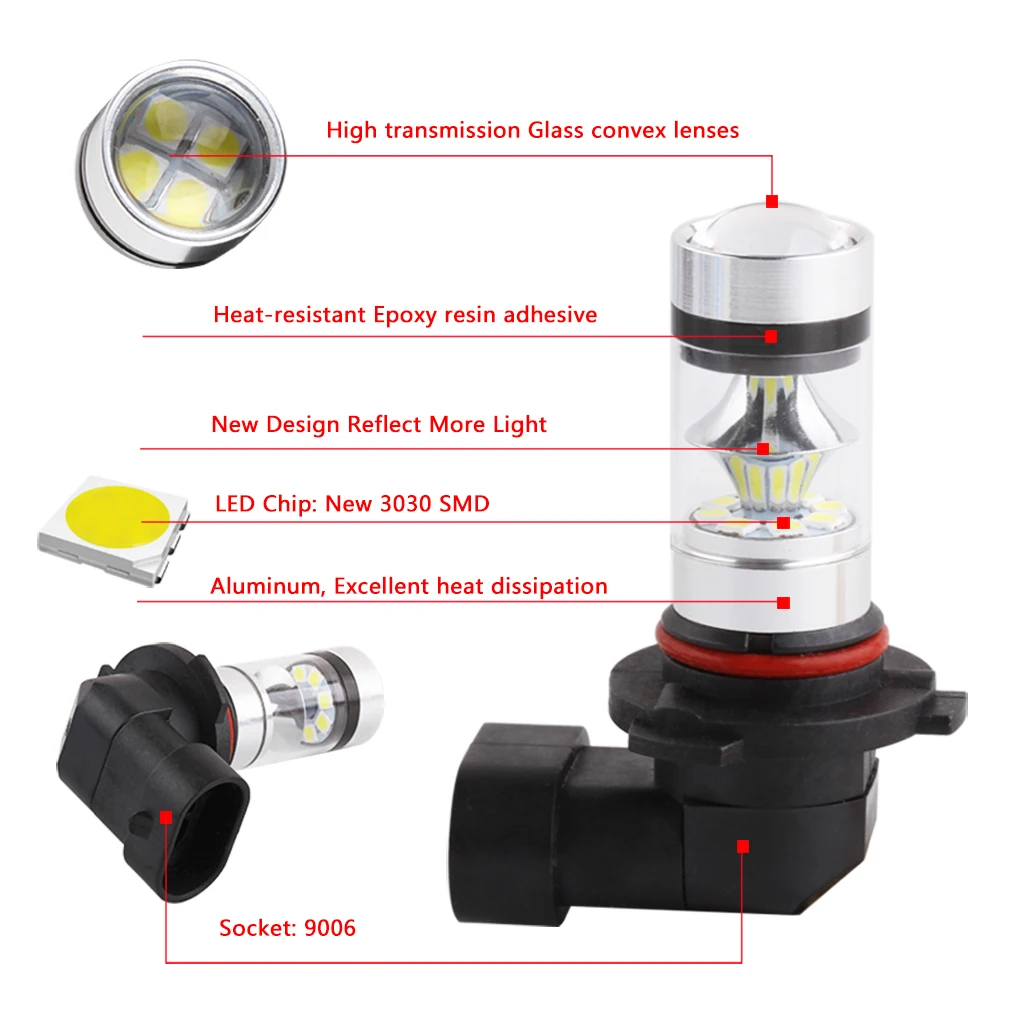 S& D 2 шт. 9005 HB3 светодиодный лампы 1100Lm новая технология дуговой луча 3030 чип H7 светодиодный светильник для дневного бега светильник светодиодный противотуманный светильник s Белый