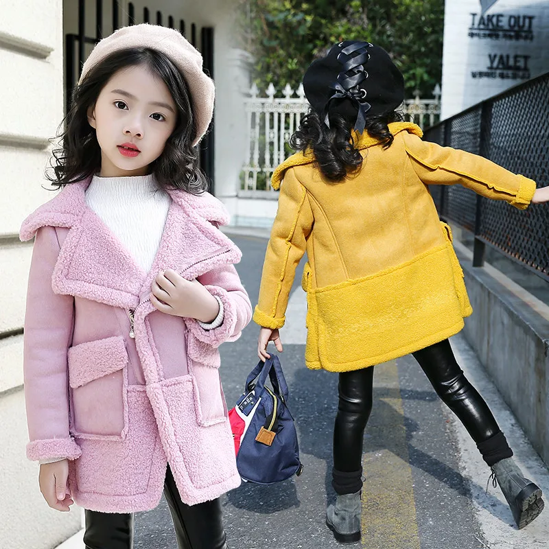 

JMFFY 2018 Fashion Girls Clothing Thickening Woolen Jacket Outerwear Winter Children Warm Trench Coat Kids Overcoat Jackets 4-15