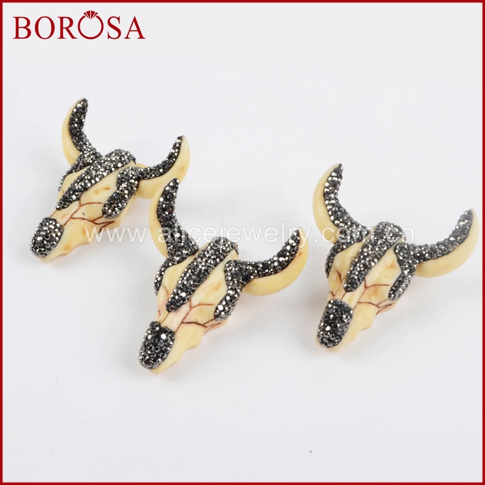 BOROSA 1 шт. кулон головы буйвола крупного рогатого скота Стразы Смолы Головы Быка