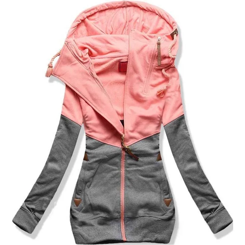 Women Oversize Hoodies Sweatshirts Pullovers Hoodie Female Patchwork Sweatshirt Autumn Warm Hoody Zipper UP Tops S-5XL YF757 | Женская