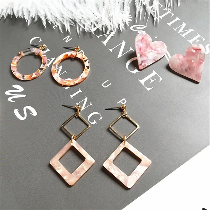 

fashion Leopard Earrings Acetate Resin Geometric Pendant Earrings Korean Brown Acrylic Round Sexy Earrings Women Jewelry Gifts