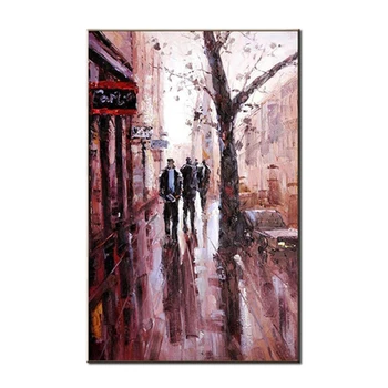

Handmade Paris Street Abstract Knife Oil Painting Canvas Wall Decor Art oil Paintings Paris Street Scenes Free Shipping For Room