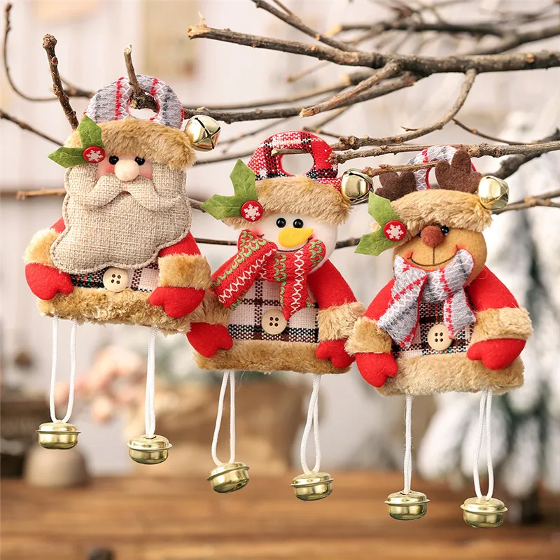 

New Christmas Decorations Pendants toy Outside Xmas Tree Hanging Ornament Santa Claus Snowman Elk Doll for Home Deocr Kids Gift