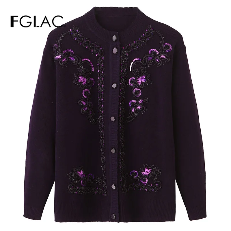 Billig FGLAC Mittleren Alters mutter kleidung Neue Mode Herbst Winter Frauen Pullover Mode Lässig Pullover Strickjacken strick hemd