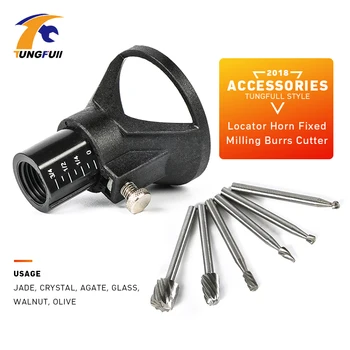 

TUNGFULL Power Tool Accessory Dedicated Locator Horn Fixed Base 6pcs HSS Wood Milling Burrs Cutter Set Dremel Style Accessories