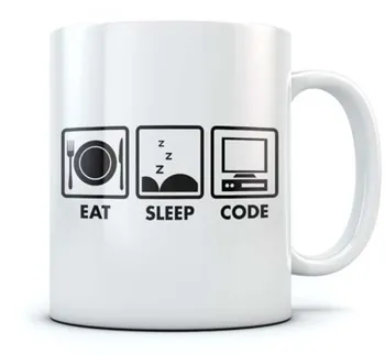 

Eat Sleep Code Coffee Mug - Geek Gift Idea - Funny Programmer Coder Tea Cup Mug