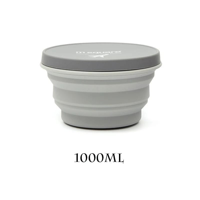 Напольная портативная дорожная силиконовая складная чаша, выдвижная чашка для кемпинга, пикника, чашка для полоскания, креативная Складная чашка - Цвет: GRAY 1000ML