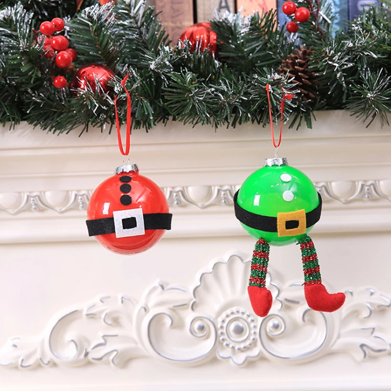 

Creative DIY Transparent Christmas Ball Pendant Santa Elf for Christmas Tree Hanging Ball Ornament Xmas Decorations For Home