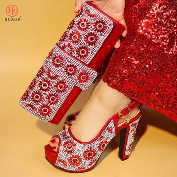 

NEW Arrival Italy Fashion Style Women Wedding Shoes And Bag Set Luxury Lady High Heels Party Shoes With A Nice Bag For African