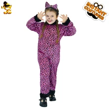 Дисплей стиль Оригинальные дети милые девушки Фиолетовый леопард Необычные костюмы для косплея для Хэллоуина рождественской вечеринки