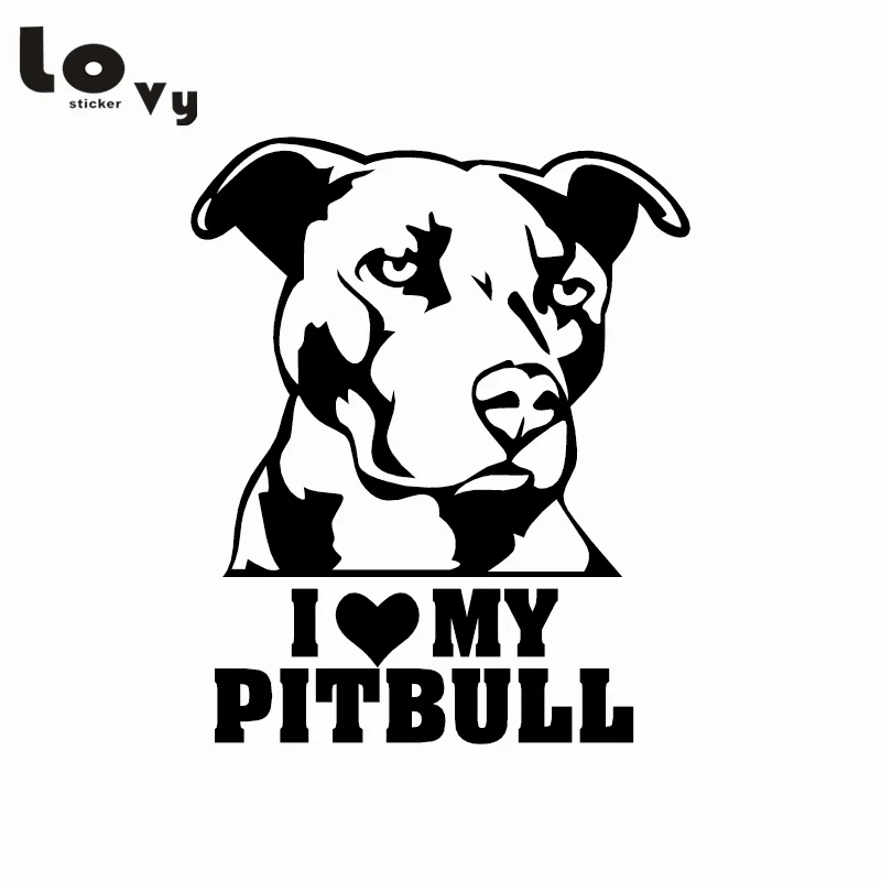 Креативная виниловая Автомобильная наклейка с надписью «I LOVE MY PITBULL», оконный бампер с изображением собаки из мультфильма, наклейка на автомобиль с изображением животных