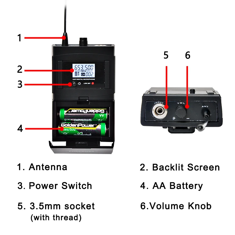 FB-U09H Dual Way Transmitter Digital UHF Wireless Microphone with handheld + Lapel + Headset microphone for Karaoke mic gaming microphone
