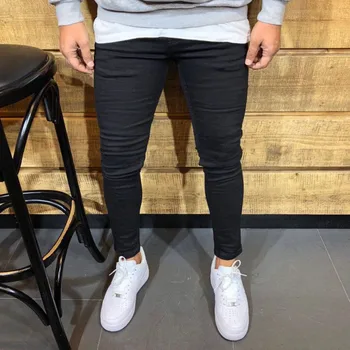 

Men's Fashion Stretchy Solid Pencil Pant Male Slim Fit Pure Pencil Pants Summer Casual Long Straight Skinny Trousers Plus Sizes