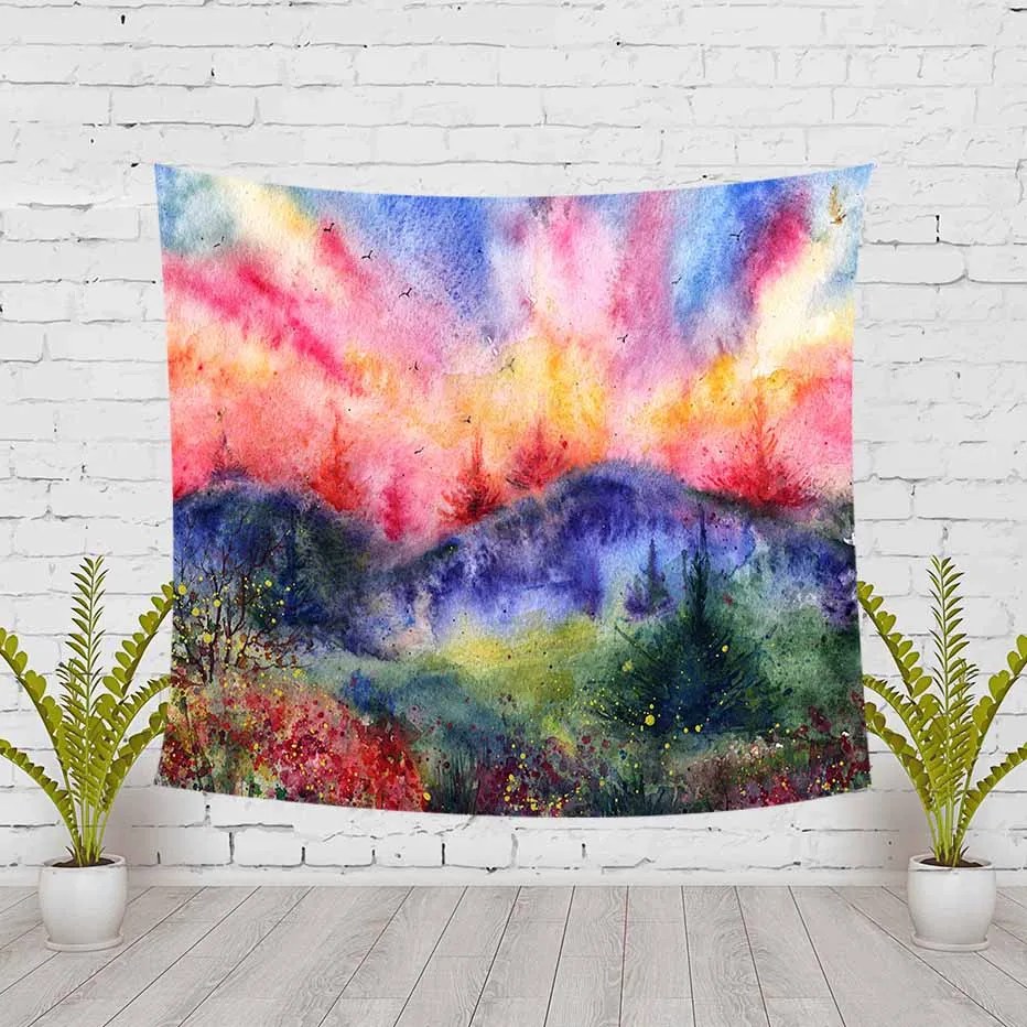 

140cm Evening Lake Surface Throw Large Round Colorful Forest Beach Towel Picnic Blanket Mat Pool Tapestry Decoration Yoga Mat